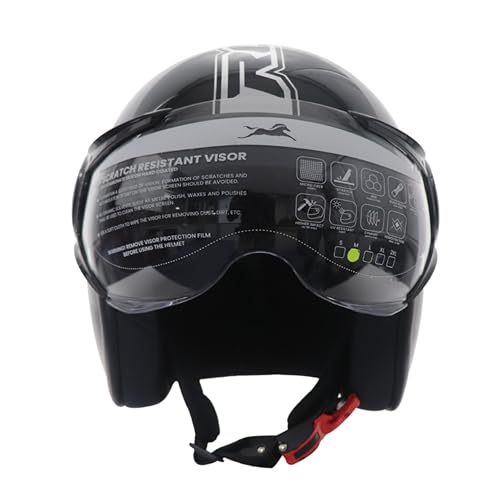 TVS Lightweight Half Face Helmet for Men and Women for Ronin Edition with Clear Visor, ISI Certified Helmet, High Impact ABS, Safety with Comfort, Bike Accessories |Scooty (Color:Black, Size:XL) - Image 3