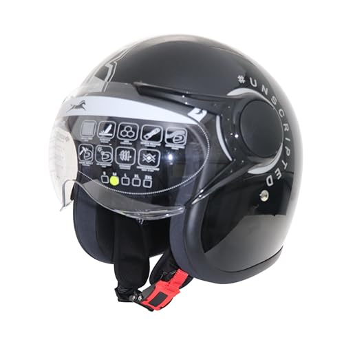 TVS Lightweight Half Face Helmet for Men and Women for Ronin Edition with Clear Visor, ISI Certified Helmet, High Impact ABS, Safety with Comfort, Bike Accessories |Scooty (Color:Black, Size:XL) - Image 2