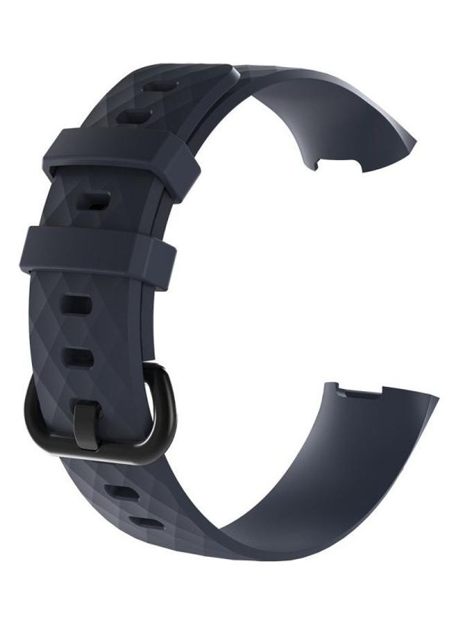 NIBEMINENT Diamond Pattern Silicone Wrist Strap Watch Band For Fitbit Charge 3 210x18milimeter Navy Blue - Image 2