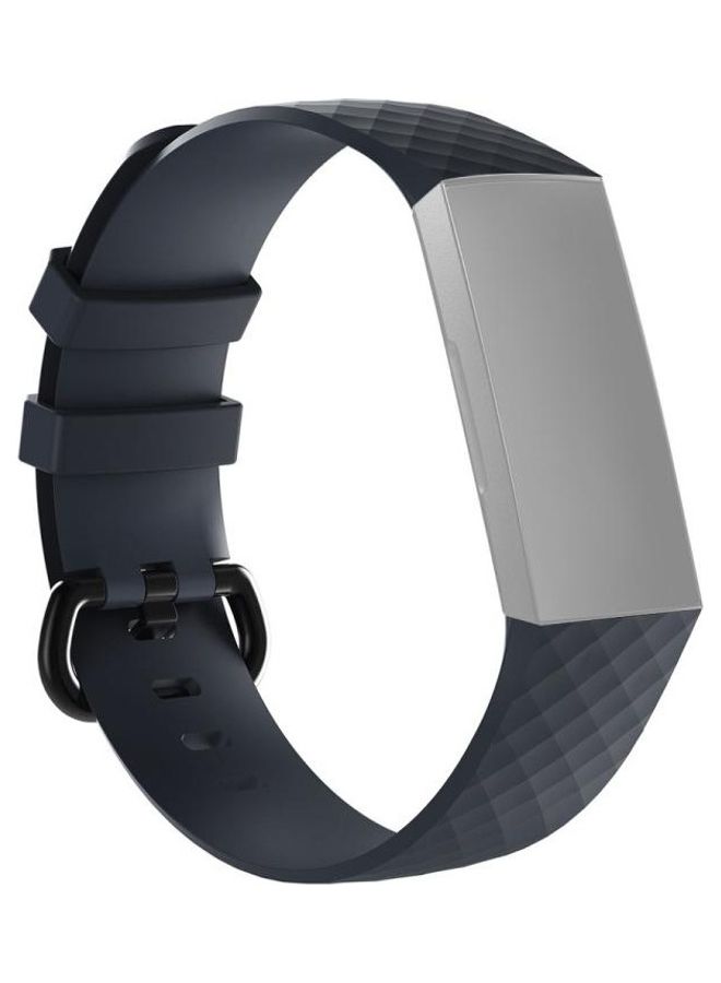NIBEMINENT Diamond Pattern Silicone Wrist Strap Watch Band For Fitbit Charge 3 210x18milimeter Navy Blue - Image 1