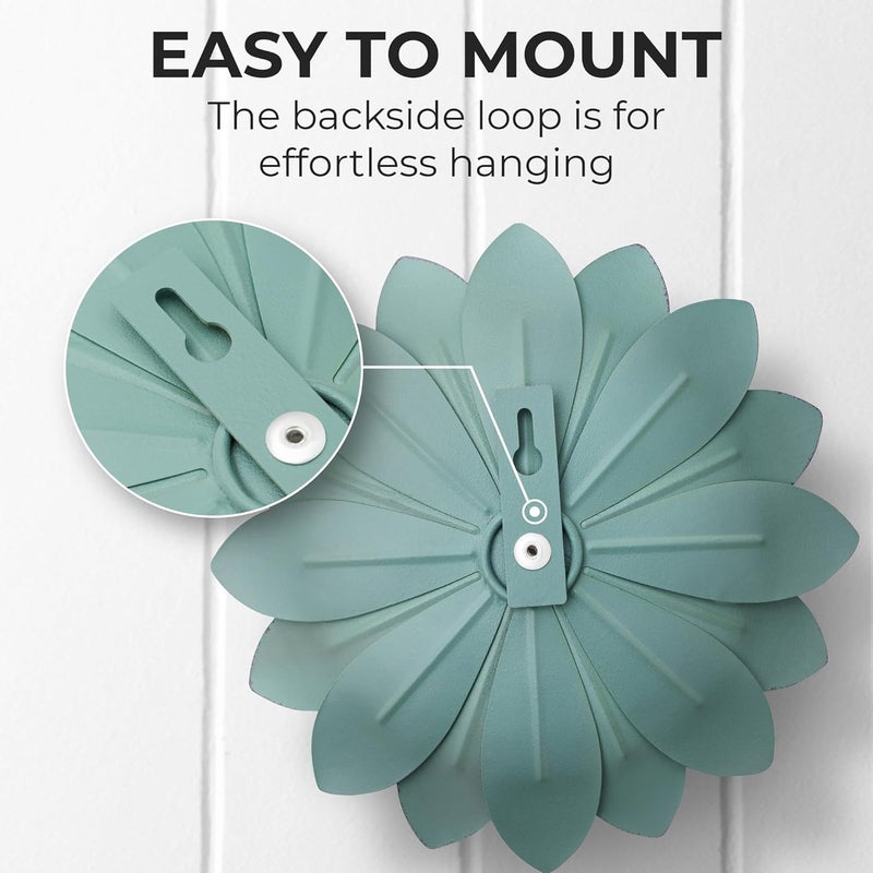 Everydecor Succulent Metal Flowers Wall Decor – Green, Hand Painted, 3D Flower Art Decoration for Living Room, Bedroom, Kitchen, Bathroom - Floral Decor for Indoor & Outdoor Use - Image 5