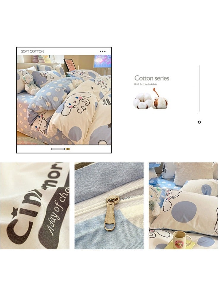 general Cinnamoroll 4-Piece Cotton Bed Sheet Set (200x230cm), Comfortable Kids Bedroom Bedding, Perfect Holiday/Birthday Gift for Girls & Boys - Image 4