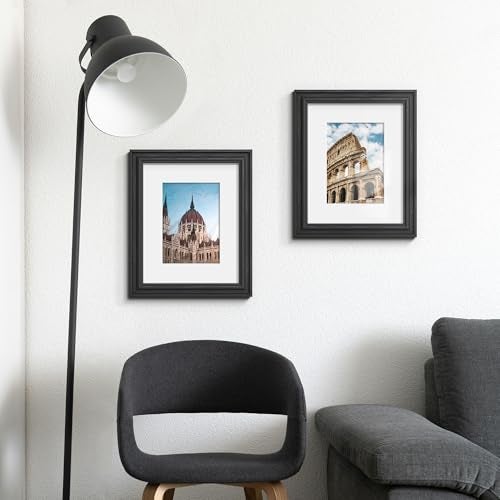 PEALSN 8x10 Picture Frame Set of 6 Display Pictures 5 x 7 with Mat or 8 x 10 without Mat Wall Gallery Photo Frames for Wall Mounting or Tabletop Display Black Woodgrain - Image 3