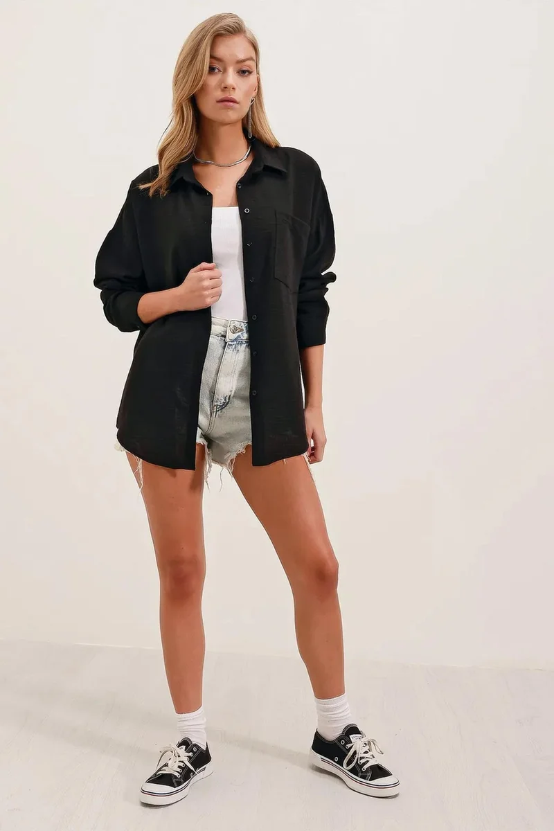 Big Dart BDART Linen Blended Shirt with Button Closure