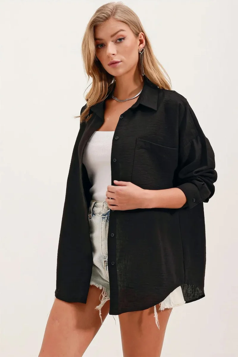Big Dart BDART Linen Blended Shirt with Button Closure