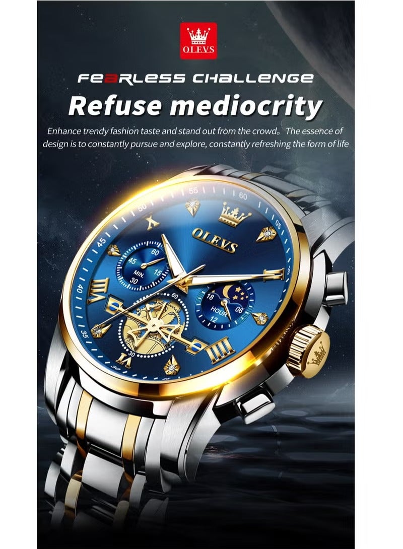 OLEVS Watches for Men Fashion Stainless Steel Quartz Chronograph Water Resistant Watch 2856 - Image 5