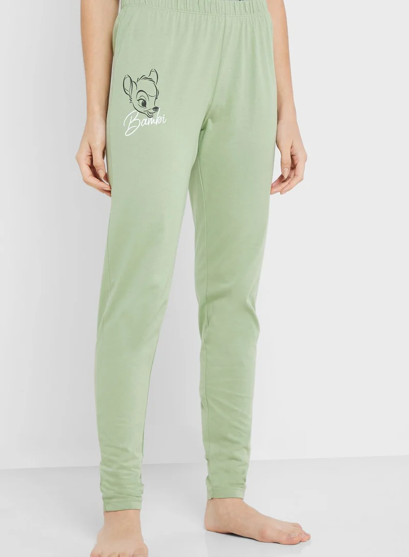 Disney Crew Neck Graphic T-Shirt & Pyjama Set