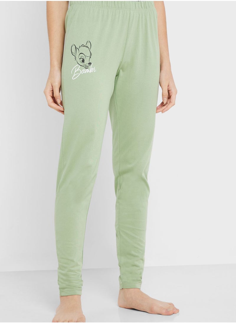 Disney - Crew Neck Graphic T-Shirt & Pyjama Set - Image 1