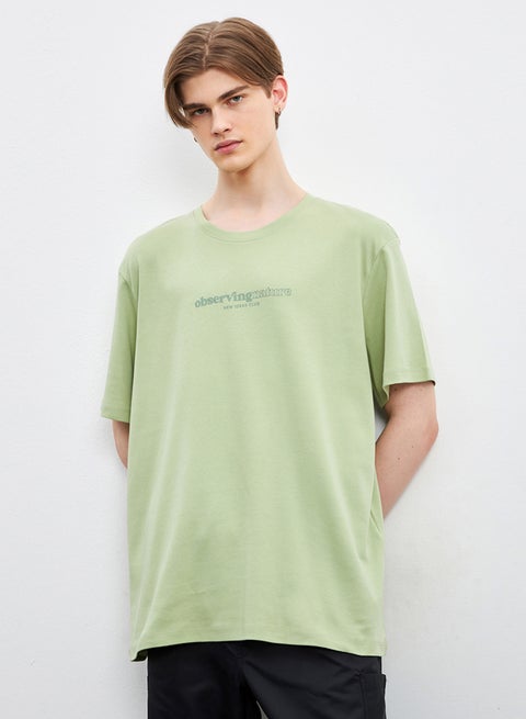 Crew Neck Short Sleeve Printed Combed Cotton Men's T-shirt