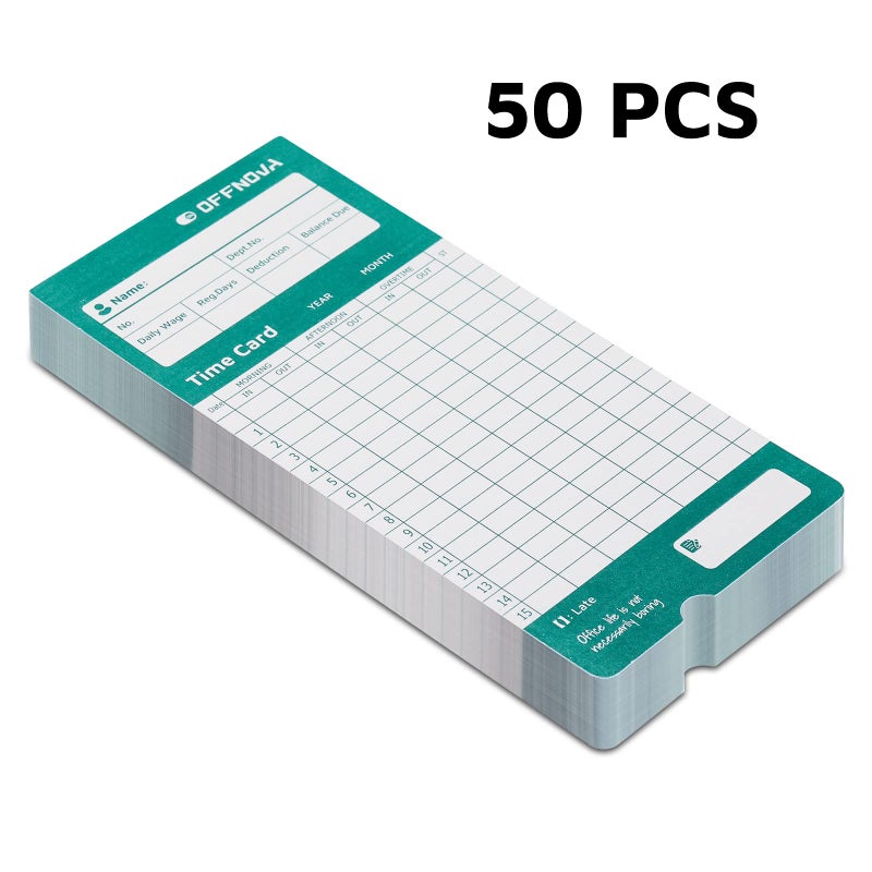 OFFNOVA Thermal Time Cards, Double-Sided Monthly Time Cards for IN/OUT Time Clock, Pack of 50 - Image 2