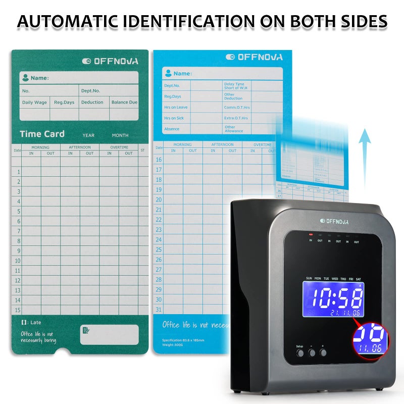 OFFNOVA Thermal Time Cards, Double-Sided Monthly Time Cards for IN/OUT Time Clock, Pack of 50 - Image 4