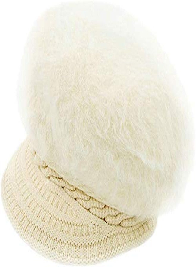 Krystle Faux Fur Visor Beanie Cap for Women|Girls (Creamy, Free Size) - Image 3