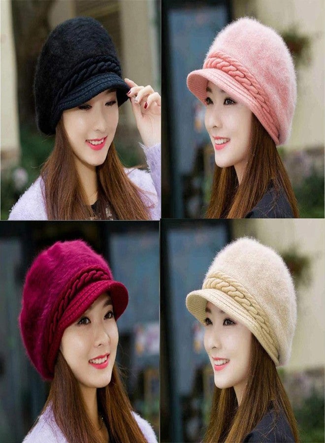 Krystle Faux Fur Visor Beanie Cap for Women|Girls (Creamy, Free Size) - Image 5