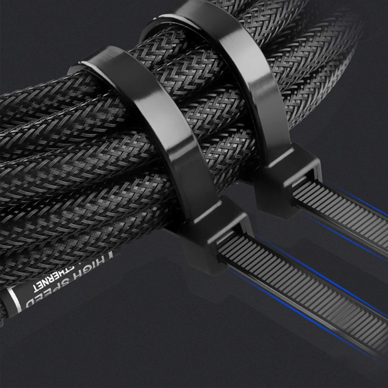 VTECHOLOGY 100Pcs Heavy Duty Industrial Zip Toes Releasable 8 Inch Black Tie Wraps Adjustable Tie wrap Reusable Zip Toes Tie Straps For Garden Plant Secure Vine, Home Office Use - Image 2