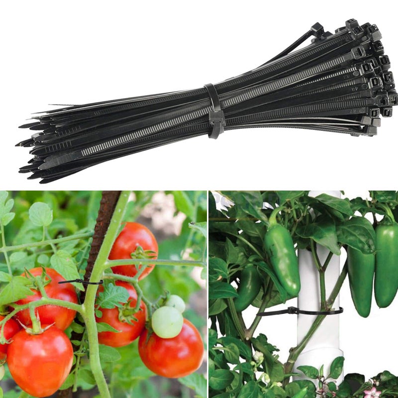 VTECHOLOGY 100Pcs Heavy Duty Industrial Zip Toes Releasable 8 Inch Black Tie Wraps Adjustable Tie wrap Reusable Zip Toes Tie Straps For Garden Plant Secure Vine, Home Office Use - Image 3