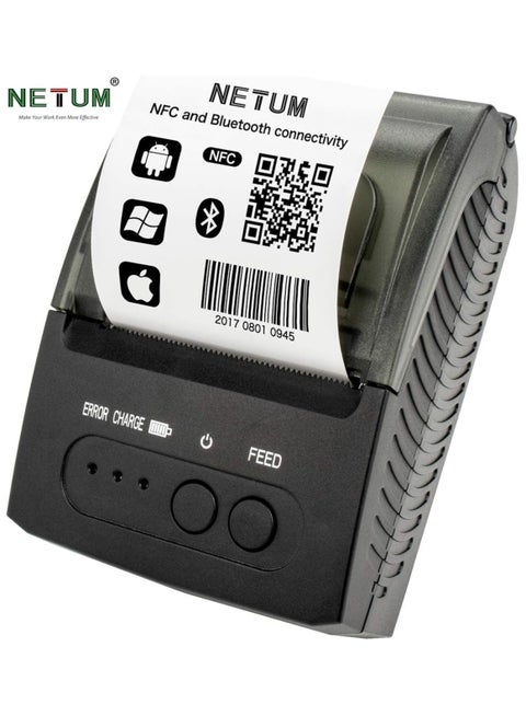 Bluetooth Receipt Printer, Portable 58mm Mini Thermal Pos Printer, Compatible with Android/IOS/Windows/Linux