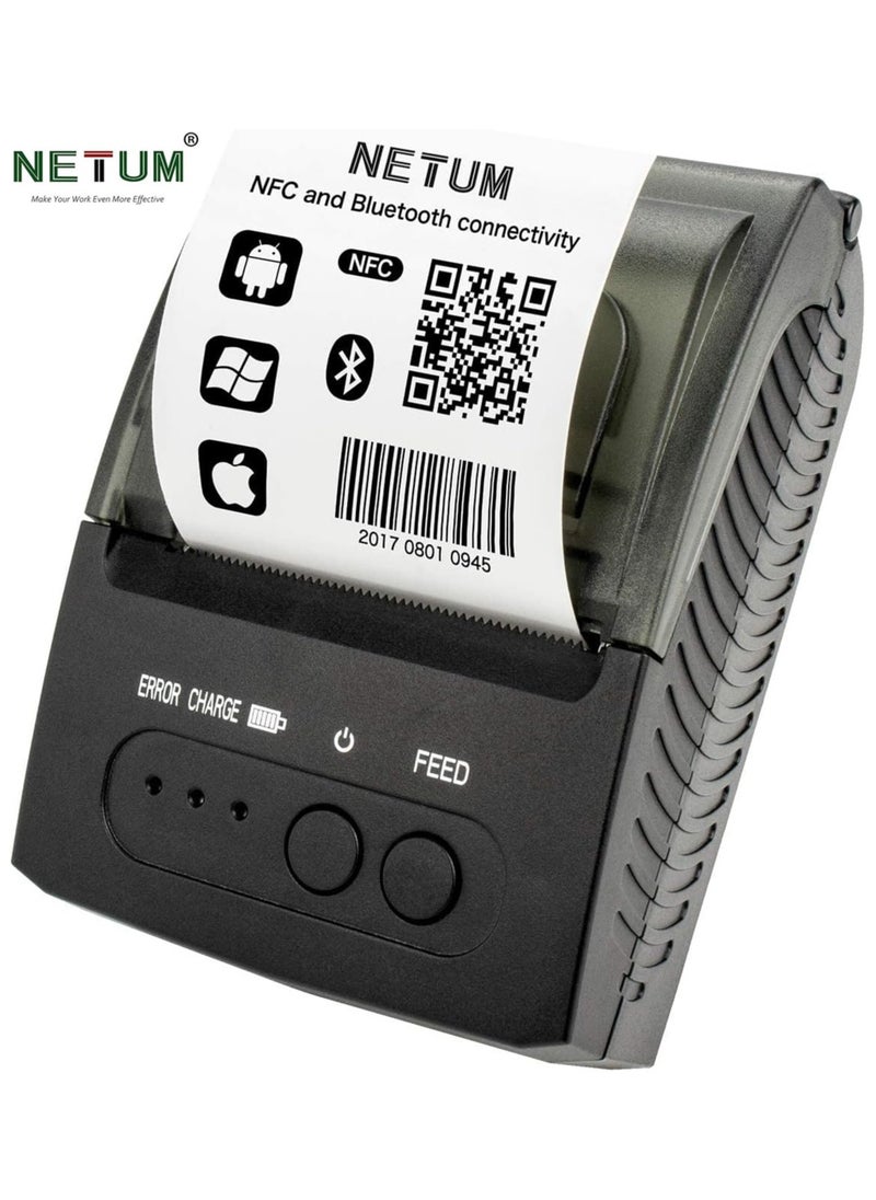 NETUM Bluetooth Receipt Printer, Portable 58mm Mini Thermal Pos Printer, Compatible with Android/IOS/Windows/Linux  - Image 1
