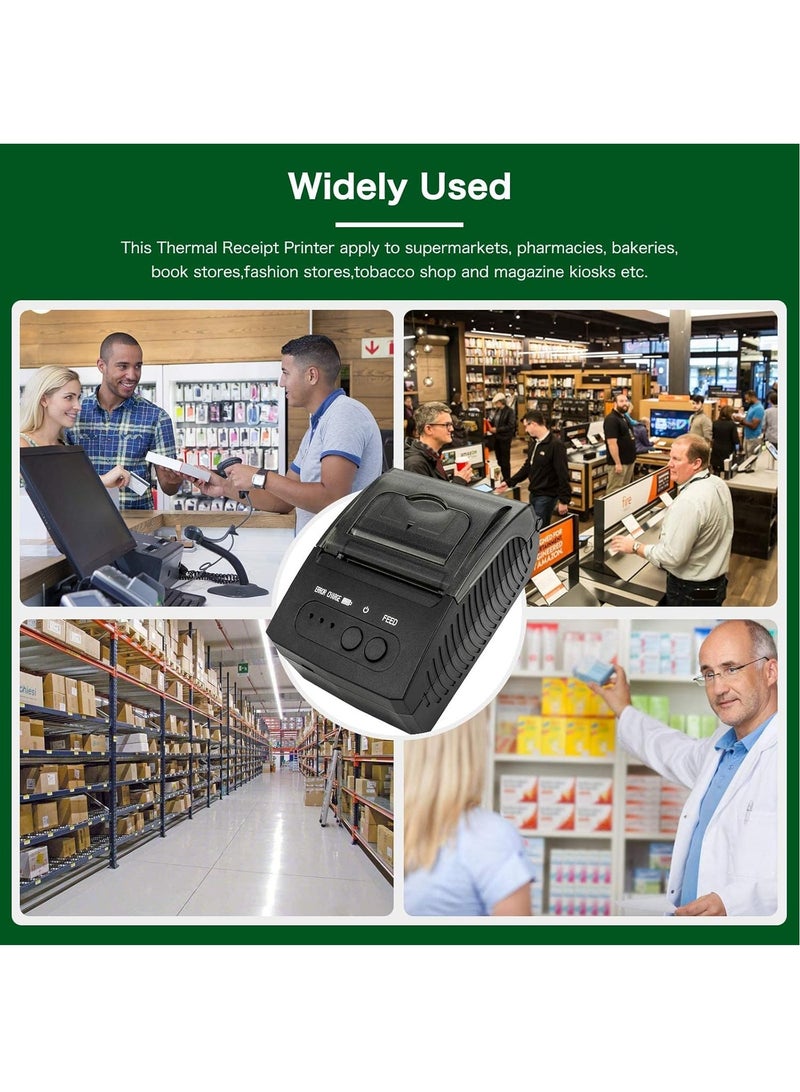 Bluetooth Receipt Printer, Portable 58mm Mini Thermal Pos Printer, Compatible with Android/IOS/Windows/Linux