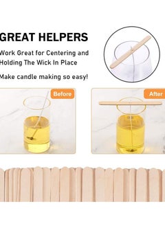 KASTWAVE 100 Pcs Candle Wick Holders Candle Wicks Centering Device Candle Wick Bars Wick Holders for Candle Making Wick Clips for Candles Candle Centering Tool Wooden  - Image 5