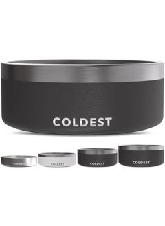 THE COLDEST WATER Coldest Dog Bowl - Anti Rust Metal & Non Slip Dog Bowls Large, Spill Proof Heavy Duty 3 Layers Insulated Dog Bowl - Food and Water Bowl for Dogs, Cats & Pets, Dishwasher Safe (64 oz, Stealth Black)  - Image 1