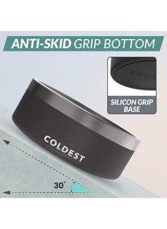 THE COLDEST WATER Coldest Dog Bowl - Anti Rust Metal & Non Slip Dog Bowls Large, Spill Proof Heavy Duty 3 Layers Insulated Dog Bowl - Food and Water Bowl for Dogs, Cats & Pets, Dishwasher Safe (64 oz, Stealth Black)  - Image 2
