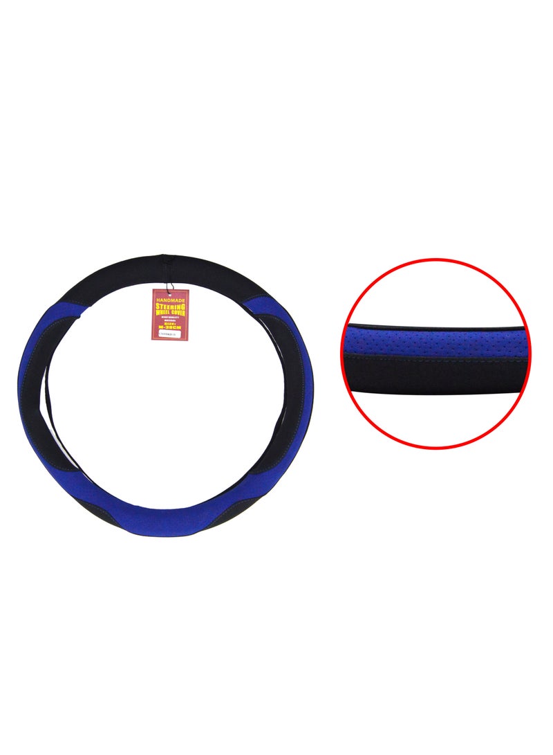 Universal Car Fit Alcantara Double Color Steering Wheel Cover Leather, Breathable & Non-Slip, Black & Blue