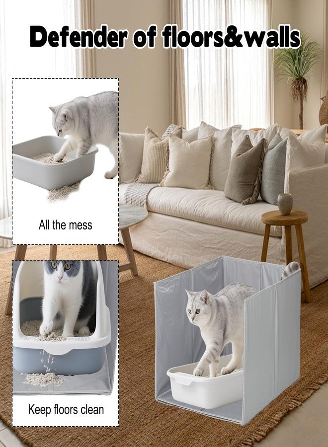 CODOHI COODHI 28" L×20" W×17" H Cat Litter Box Enclosure Splash Guard with Removable Mat All-in-One Litter Box Splash Guard for Large Litter Pan High Sided Litter Box Shield for Keeping Litter Off Floor - Image 5