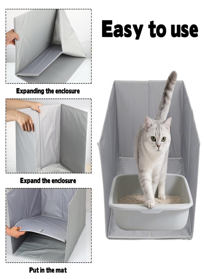 CODOHI COODHI 28" L×20" W×17" H Cat Litter Box Enclosure Splash Guard with Removable Mat All-in-One Litter Box Splash Guard for Large Litter Pan High Sided Litter Box Shield for Keeping Litter Off Floor - Image 3