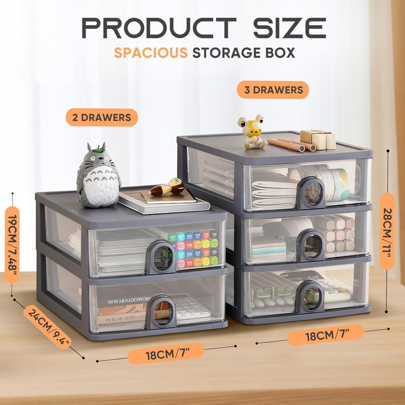 Azonee 2 Pcs Desktop Storage Drawers, Desk Organizer with Drawers, Plastic Office Stationery Supplies Organizers, for Crafts, Accessories, Stationeries, Office Supplies, Pens - Image 3