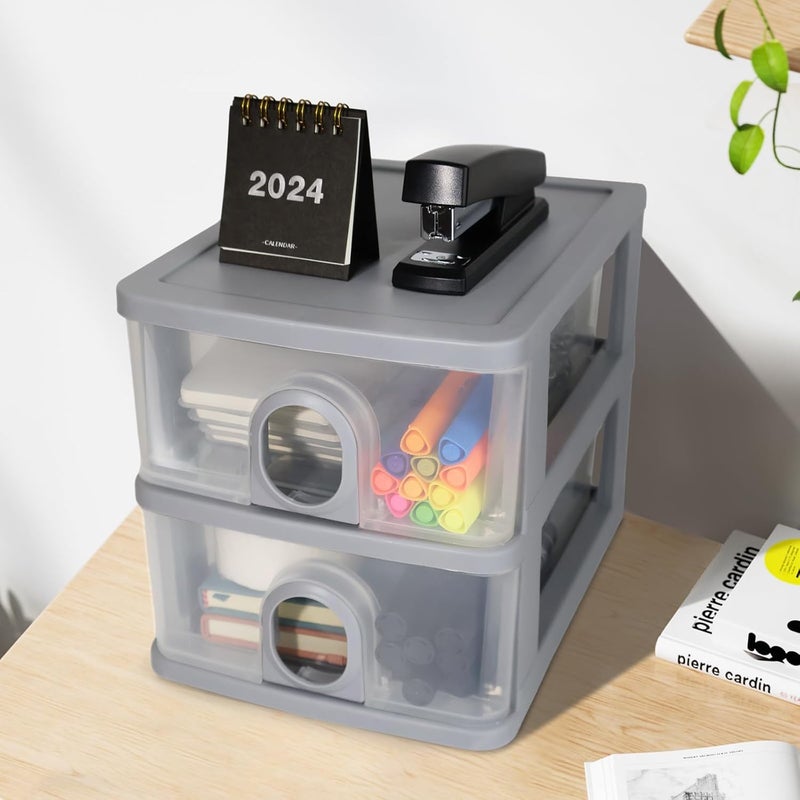 Azonee 2 Pcs Desktop Storage Drawers, Desk Organizer with Drawers, Plastic Office Stationery Supplies Organizers, for Crafts, Accessories, Stationeries, Office Supplies, Pens - Image 4