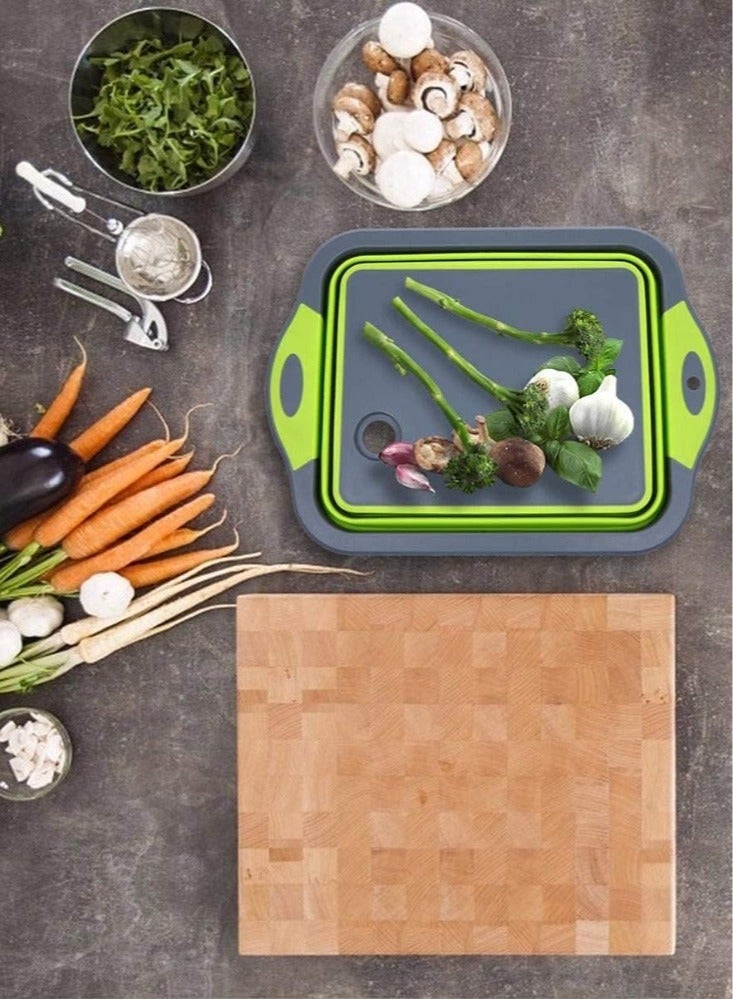 Extra Multi-Functional Foldable Vegetable Washing Cutting Board EX- 83995 - Green - Image 3