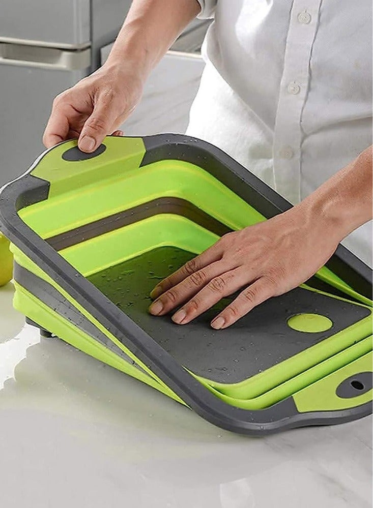 Extra Multi-Functional Foldable Vegetable Washing Cutting Board EX- 83995 - Green - Image 5