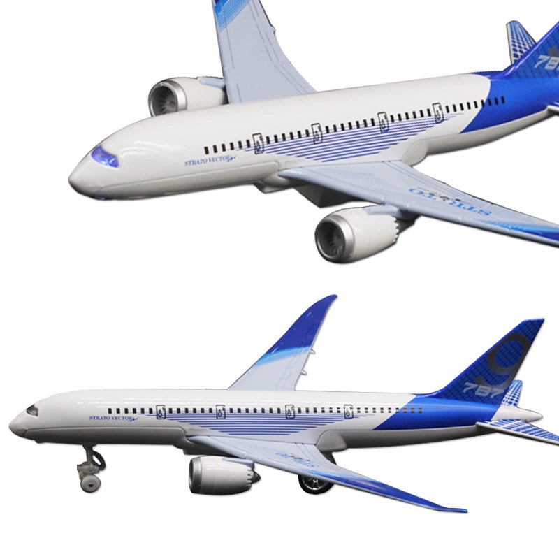 OTONOPI Airplane Toys Bump and Go Airlines Die Cast Metal Model Plane Toy with Lights and Sounds for Kids Blue - Image 1