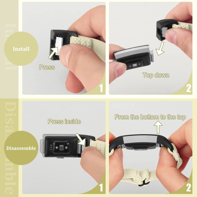TumpCez أشرطة مطاطية TumpCez متوافقة مع سوار Fitbit Charge 2، حزام بديل ناعم قابل للتعديل من النايلون المرن للنساء والرجال في Fitbit Charge 2 - Image 3