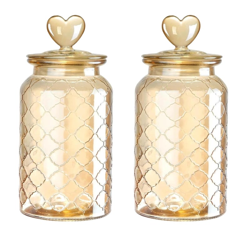 bellemax 1000ML Clear Glass Storage Jar With Pop Air Tight Glass Lids- Airtight Food Jars Glass Kitchen Containers For Pantry, Pickle Jar, Sugar Pasta Cereal Flour Sugar Storage Jar (BM-02, Set of 2) - Image 1