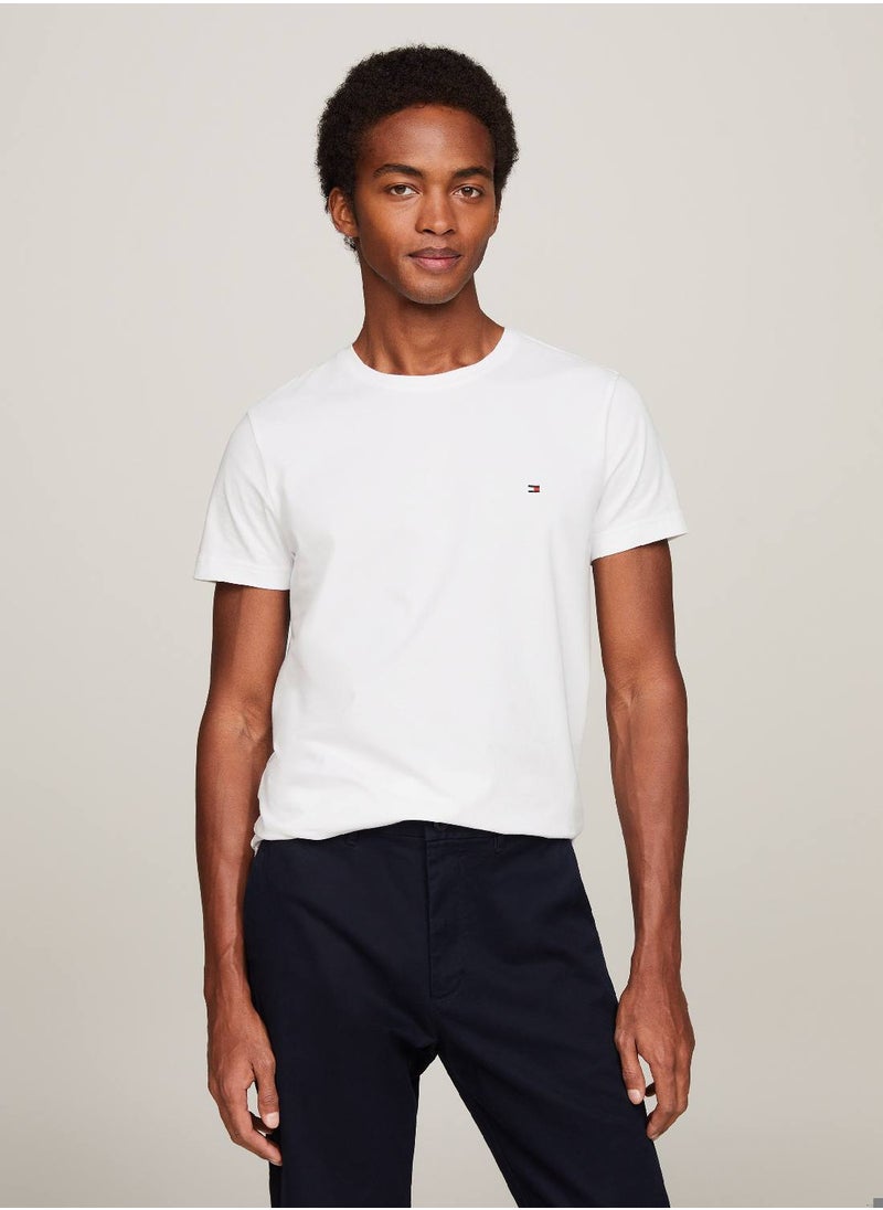 TOMMY HILFIGER Men's Core Stretch Slim T-shirt - Cotton, White  - Image 1