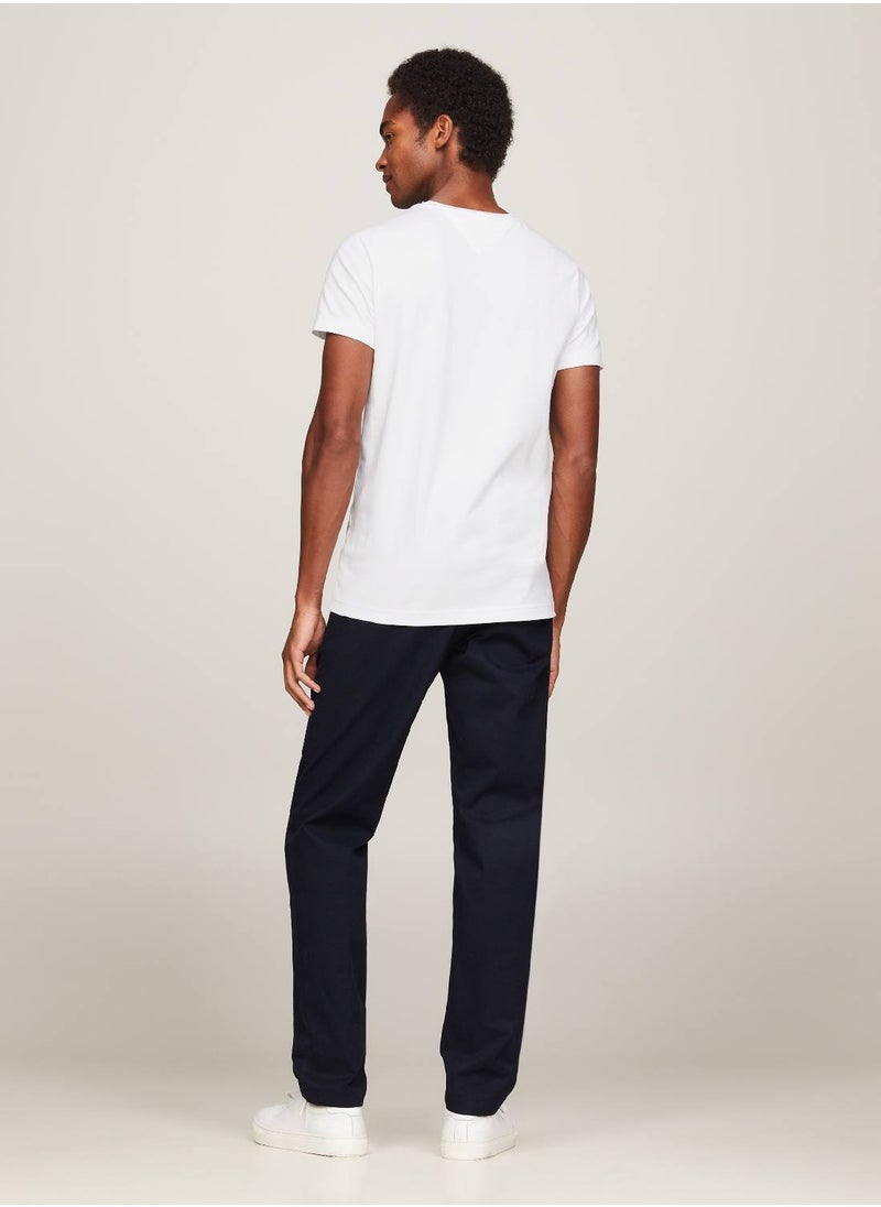 TOMMY HILFIGER Men's Core Stretch Slim T-shirt - Cotton, White  - Image 3