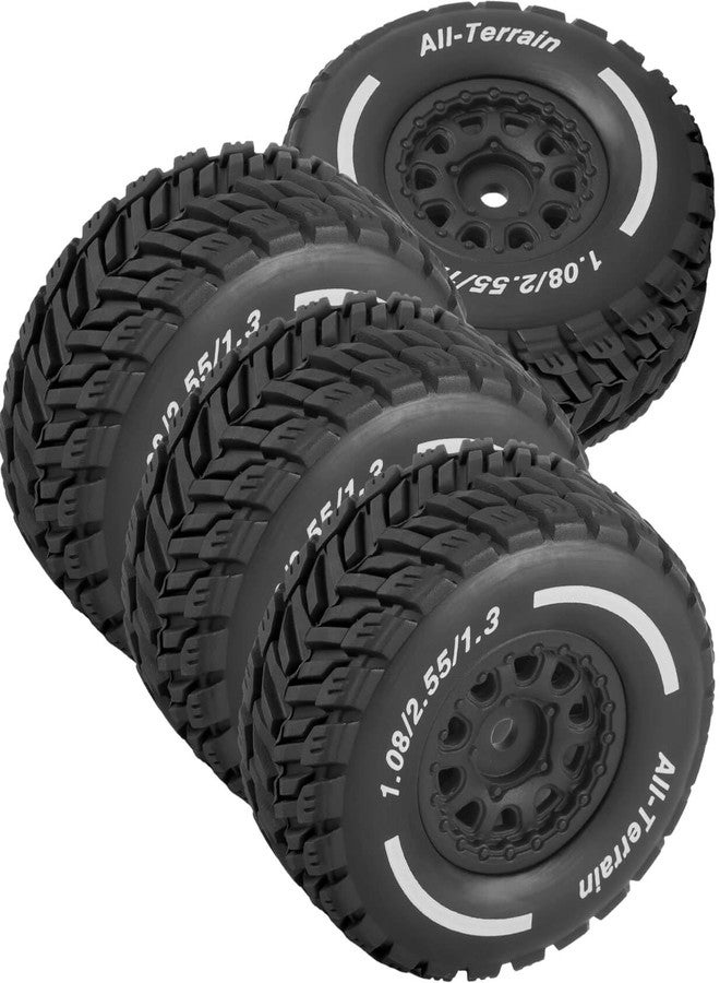 BRCatWPark RC Wheel Tires for 1/14 Mojave Grom,RC Drift Off Road Buggy Rally Truck Wheels and Tires,4PCS Wheels Rims and Rubber Tires Soft Tires,Black - Image 1