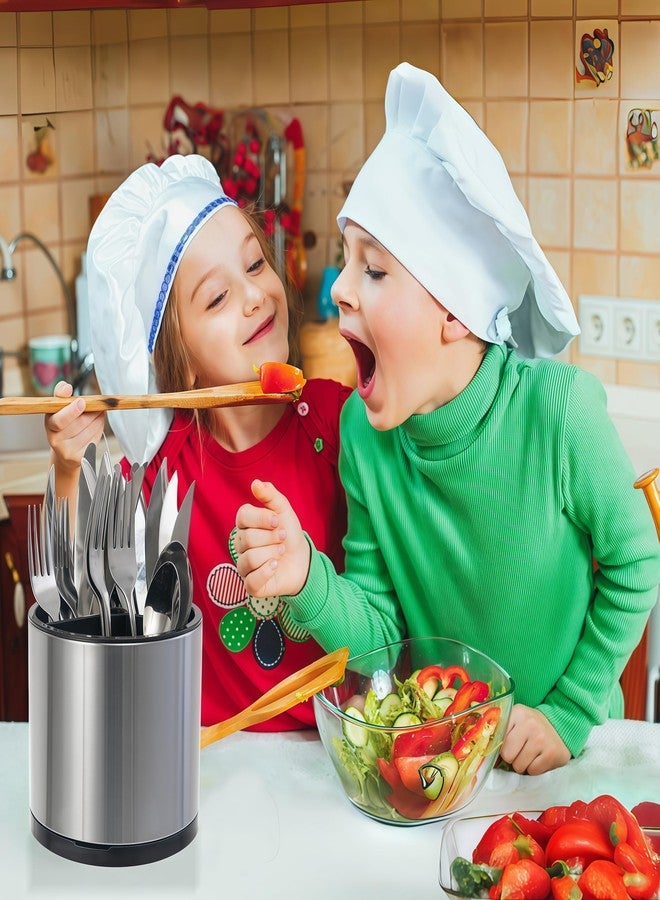 LIBODOUR Utensil Holder, 360°Rotating Kitchen Utensil Holder For Counter,Cooking Silverware Organizer Stainless Steel Caddy Flatware Spoon Spatula Tool Cutlery Container - Image 3