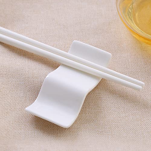 Woonsoon Ceramic Chopsticks Rest Rack Set of 12pcs,Chinese Style Dinner Spoon Stand Knife Fork Holder Porcelain Chopsticks Stand - Image 4