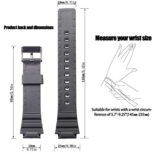 MCXGL Resin Strap Compatible with Casio MRW-200H Watch Band Men's Women's Replacement Black Rubber Wristwatch Bracelet - Image 3