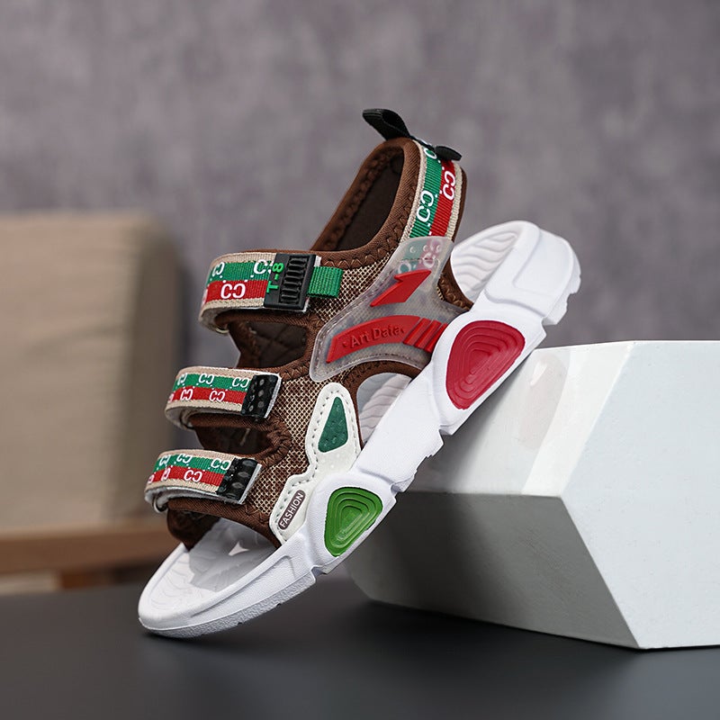 New Boys Velcro Sandals 2024 Non-Slip Soft Sole Large Children'S Sports Beach Shoes - Image 3