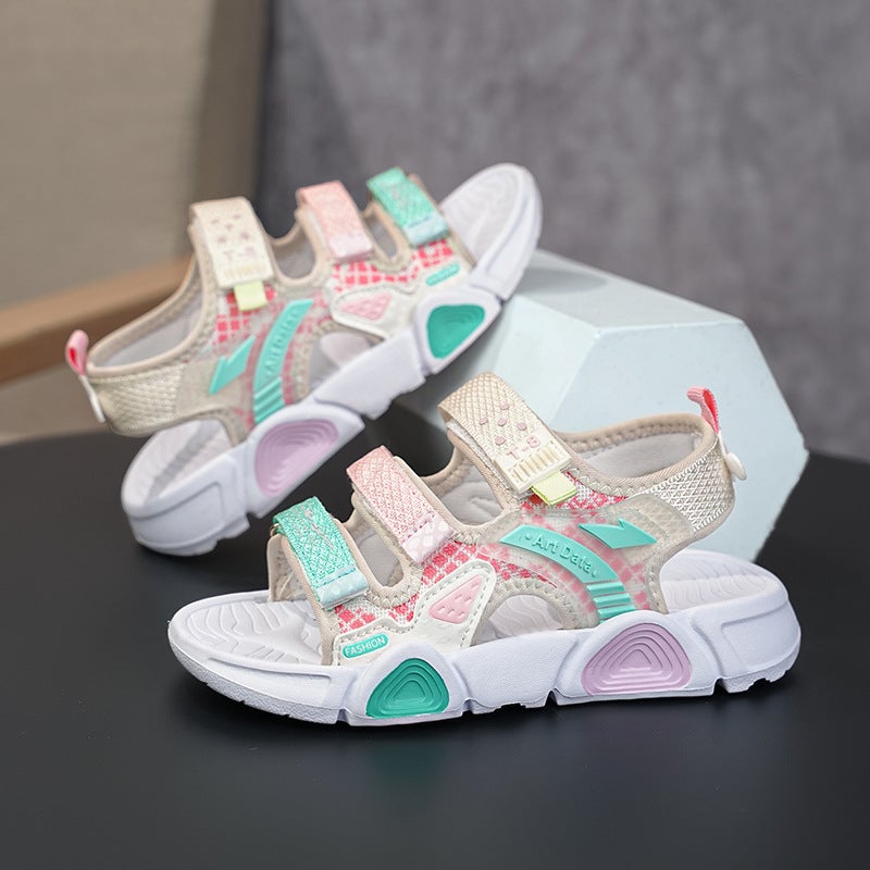 New Boys Velcro Sandals 2024 Non-Slip Soft Sole Large Children'S Sports Beach Shoes - Image 4