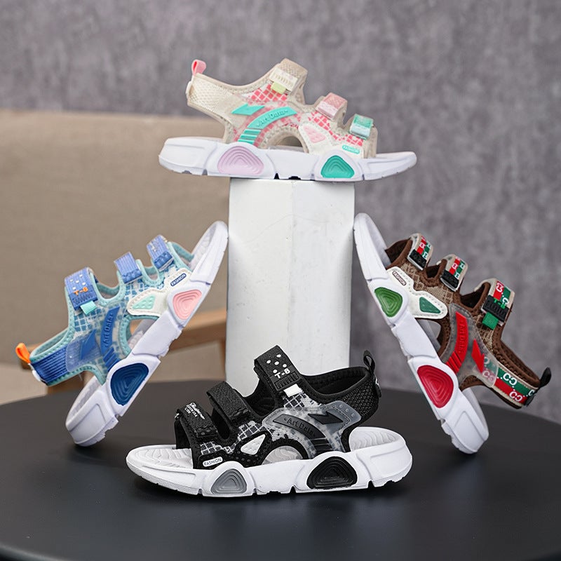 New Boys Velcro Sandals 2024 Non-Slip Soft Sole Large Children'S Sports Beach Shoes - Image 2