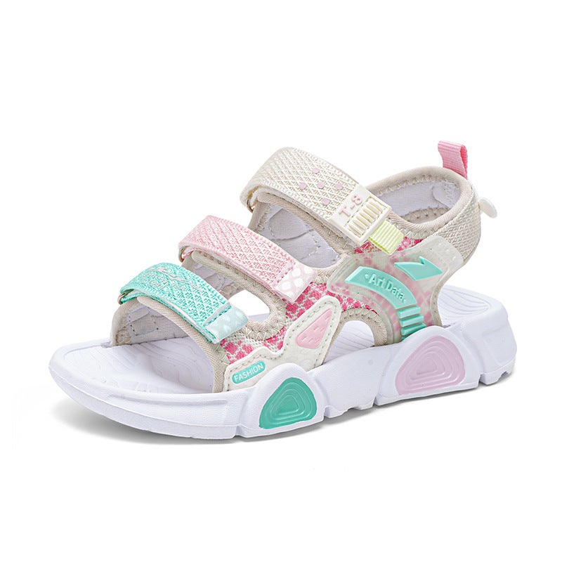New Boys Velcro Sandals 2024 Non-Slip Soft Sole Large Children'S Sports Beach Shoes - Image 1