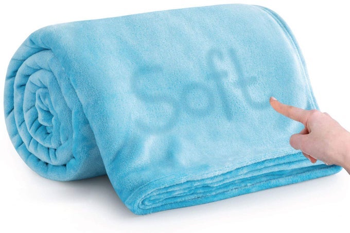 FLEECE THROW BLANKET FOR BED SOFT COSY FLUFFY BLANKETS FOR SOFA 400 GSM SILK TOUCH WARM DOUBLE THROWS FOR AUDLTS LIGHT BLUE 150X200 CM