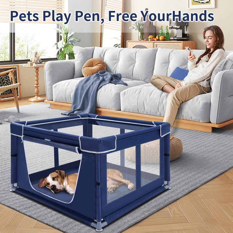 Zikopomi Puppy Playpen Indoor for Dog Small Pets, Dog Playpen 42x42 x25 inch, Dog Play Pen Indoors with Gate, Oxford Fabric Pet Exercise pens for Puppy, Anti-Tipping Dog Enclosure with Zipper Door - Image 3
