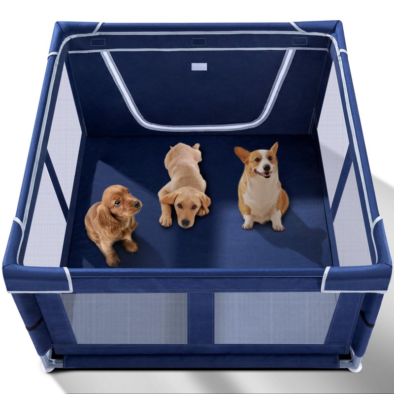 Zikopomi Puppy Playpen Indoor for Dog Small Pets, Dog Playpen 42x42 x25 inch, Dog Play Pen Indoors with Gate, Oxford Fabric Pet Exercise pens for Puppy, Anti-Tipping Dog Enclosure with Zipper Door - Image 1