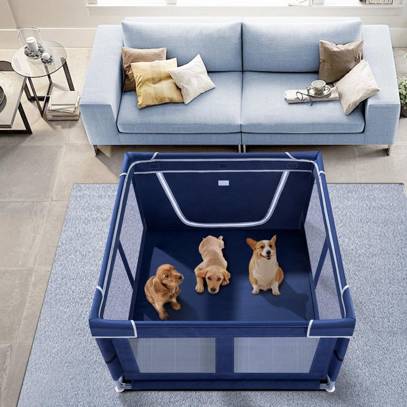 Zikopomi Puppy Playpen Indoor for Dog Small Pets, Dog Playpen 42x42 x25 inch, Dog Play Pen Indoors with Gate, Oxford Fabric Pet Exercise pens for Puppy, Anti-Tipping Dog Enclosure with Zipper Door - Image 4
