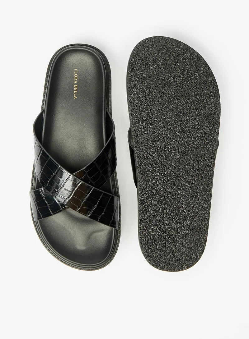 فلورا بيلا Textured Slip-On Cross Strap Sandals